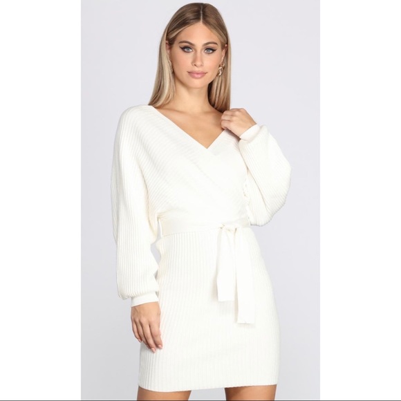 White Sweater Dress - Picture 3 of 4